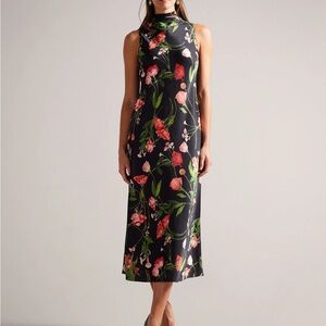 Ted Baker Black Floral Midi Dress